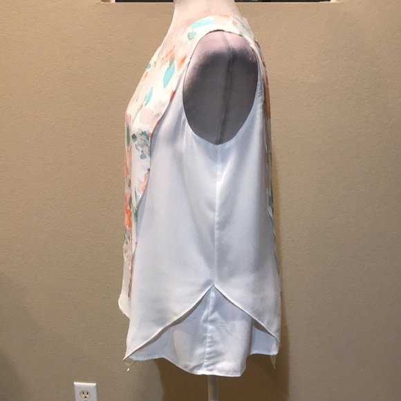 NWT Calvin Klein Water Color Asymmetric Layered Hem Sheer Sleeveless Top-M - Picture 2 of 8